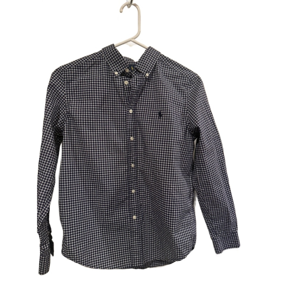 Boys Ralph Lauren Natural Stretch Dress Shirt Size L (14-16) EUC Navy